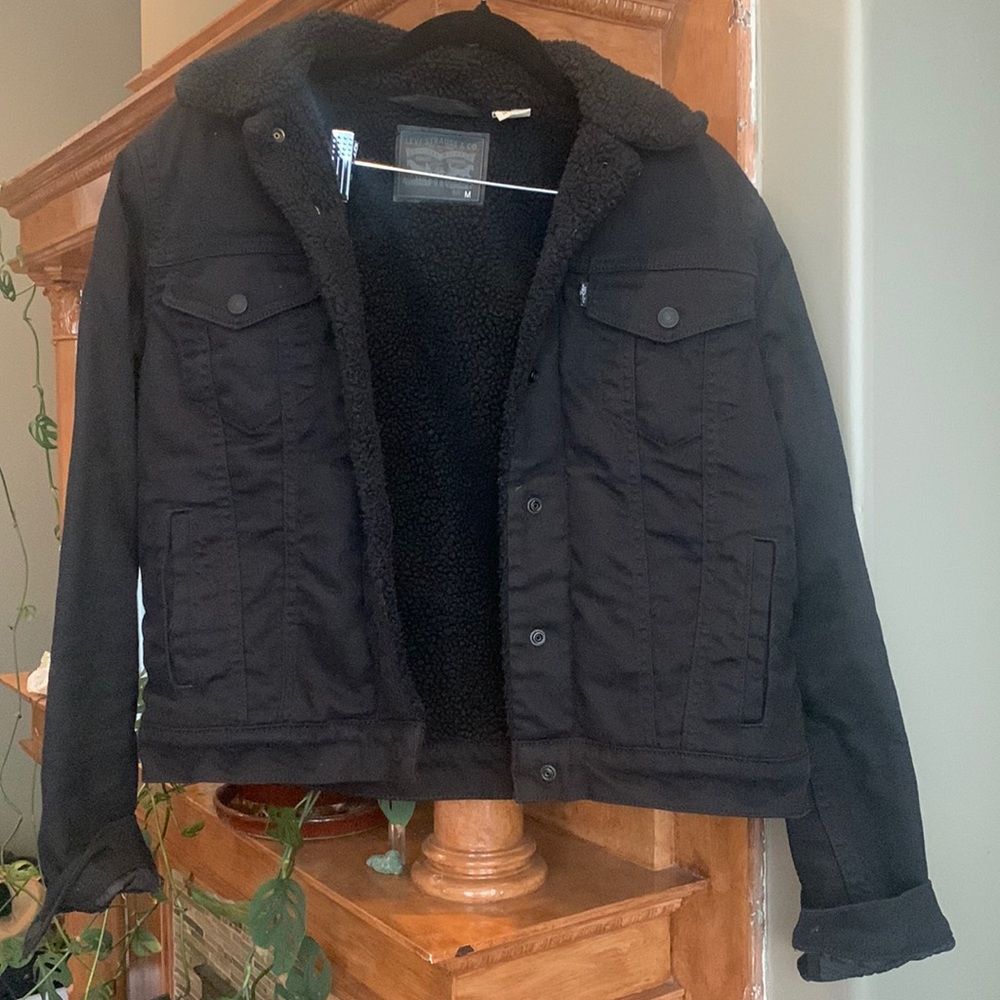 Levis black Sherpa jean jacket